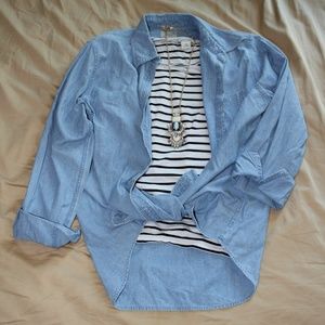 XS/S/M Women's LL Bean Chambray Button Up Shirt